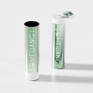 Two 38mm 100ml ABL plastic Somewang containers are shown: one closed upright and the other open on a white surface.