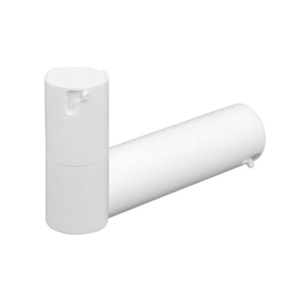 Dois frascos com bomba airless PP SWC-BPA15DG — vertical e horizontal — com bicos pequenos, ideais para essência ou sérum.