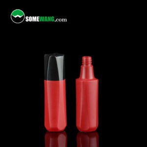 Deux petites bouteilles en plastique de 15 ml et 20 ml avec bouchons à vis, une avec bouchon et une sans bouchon, sur fond sombre avec le logo « somewang.com » en haut.