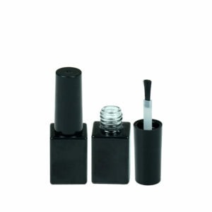 Two SWC-BGL00L7C nail polish bottles, one open with brush exposed, isolated on a white background.