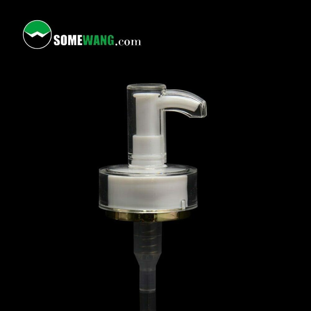 Cabeça dispensadora de bomba de loção SOMEWANG de 18 mm em um fundo preto, com o texto "somewang.com" na parte superior.