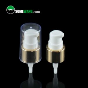 Two Hot sale 24/410 plastic treatment pumps with Aluminum Gold collars, displayed against a dark background with a watermark reading "somewang.com".