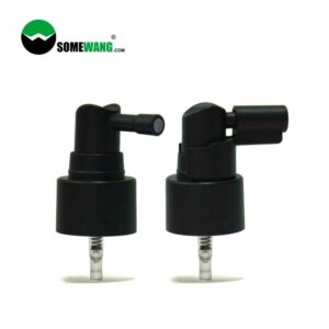 Dois pulverizadores nasais de plástico preto inteiro para cabeças médicas contra um fundo branco, rotulado com o logotipo "somewang.com" na parte superior.