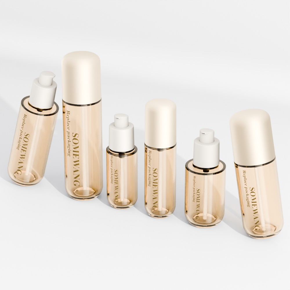 Six premium 30-120ml "SOMEWANG" lotion bottles with pumps, perfect for custom skincare and elegant beauty packaging.