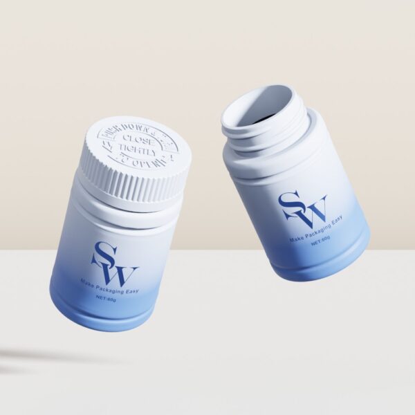 60g/100g White Plastic Pill Bottles with CRC Cap