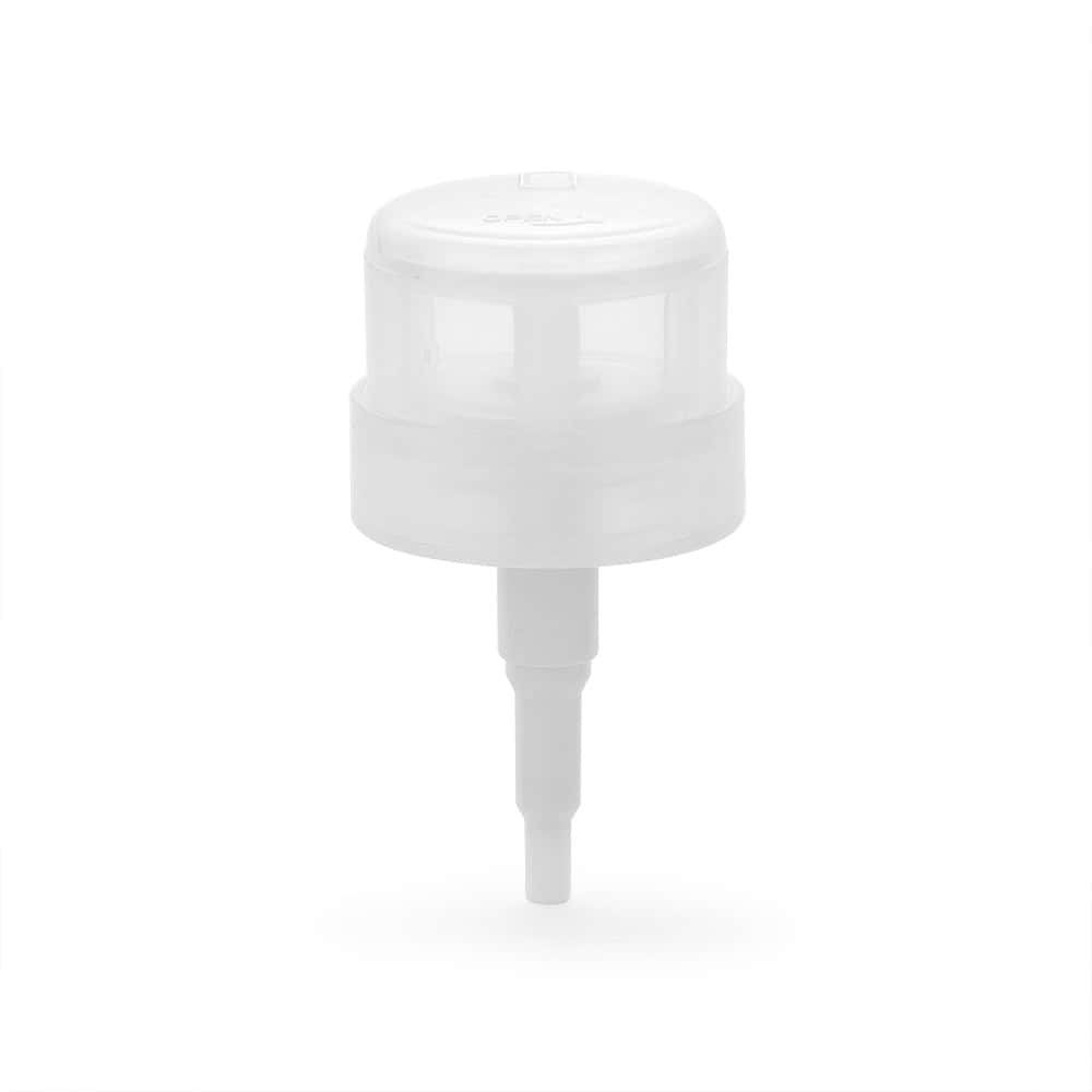 The 28MM transparent mist spray nozzle on a white background is an ideal nail polish remover pump, crafted by a top Chinese maker.