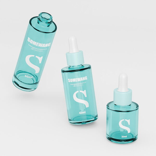 Three 50ml glass dropper bottles labeled for skincare, elegantly displayed on a white background, embody the ideal oil packaging.