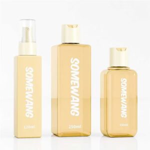 These high-quality PET bottles (120ml, 150ml, 250ml) with spray tops and flip caps are ideal for skincare solutions.