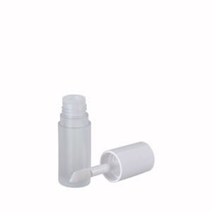 A 4.5ml clear lip gloss tube with a gold cap and white applicator, perfect for daily makeup.