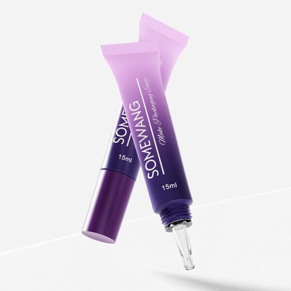 Two 15ml Somewang skincare tubes with pointed applicators from the customizable personal care packaging line.