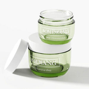 Two clear 30ML PET cream jars with white caps, labeled "SOMEWANG," are stacked.