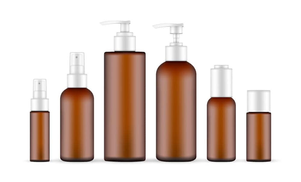 Plastic Amber Cosmetic Bottles Set