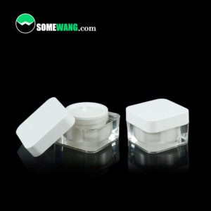 Square Acrylic Cream Clear Jar with White Lid 50g