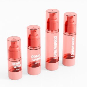 Some Wang" offers elegant pink airless pump bottles in 15ml, 30ml, 40ml, and 50ml sizes, perfect for elevating your beauty routine.