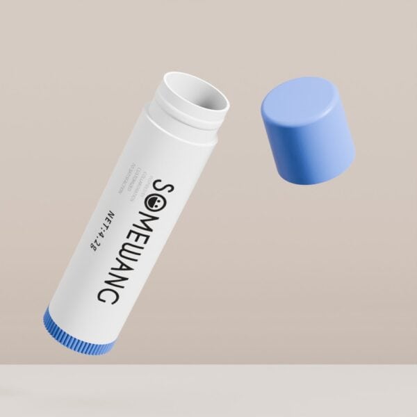 A white 4.2g SOMEWANG oval PP lip tube with a blue screw cap is shown against a neutral background.