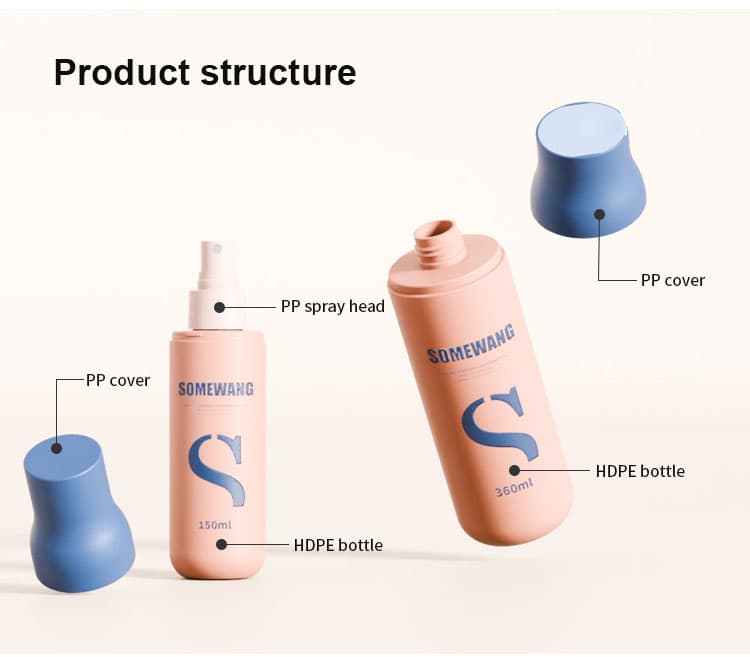 Dua botol HDPE "SOMEWANG" (150ml, 360ml) dengan tutup PP biru; satu botol semprot. Termasuk stoples kaca 50ml. Label mencantumkan bahan.