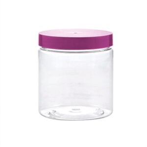 250ml PET Jar with a purple lid, isolated on a white background.