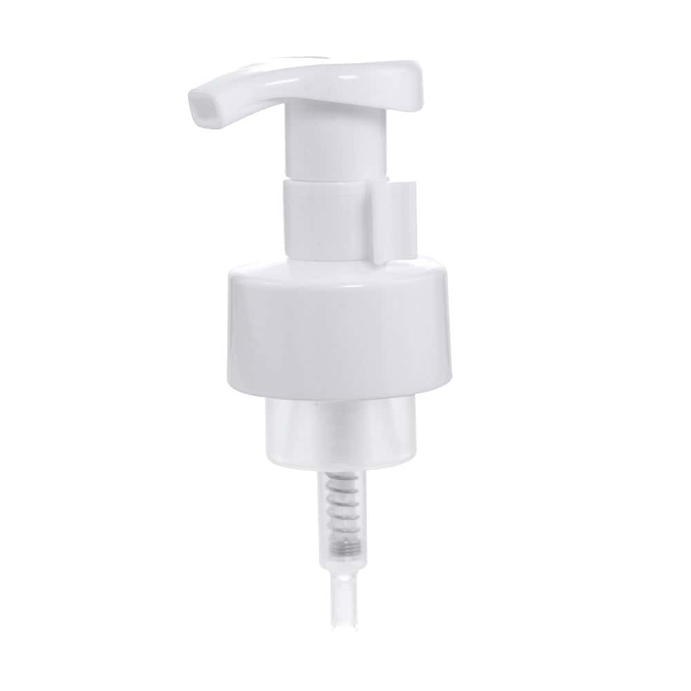 PP foamer pump with PP clip for personal care isolated on a white background.