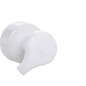 Pompa sabun busa dispenser pompa plastik 42 PP putih dengan latar belakang polos, memperlihatkan profil samping dengan hasil akhir yang halus dan mengkilap.