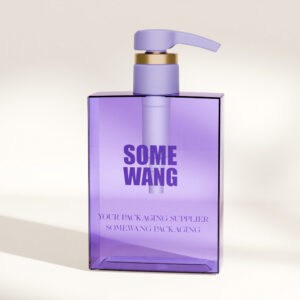 보라색 직사각형 PETG 샴푸 병(200ml, 240ml, 400ml, 1000ml)과 "Some Wang.