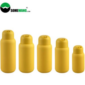 Lima botol SOMEWANG HDPE kuning dengan penutup atas cakera, disusun bersebelahan.