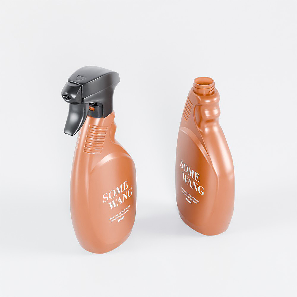 Two brown 240ML PE plastic bottles labeled "Some Wang" on a plain background; one with a spray nozzle, one open-top.