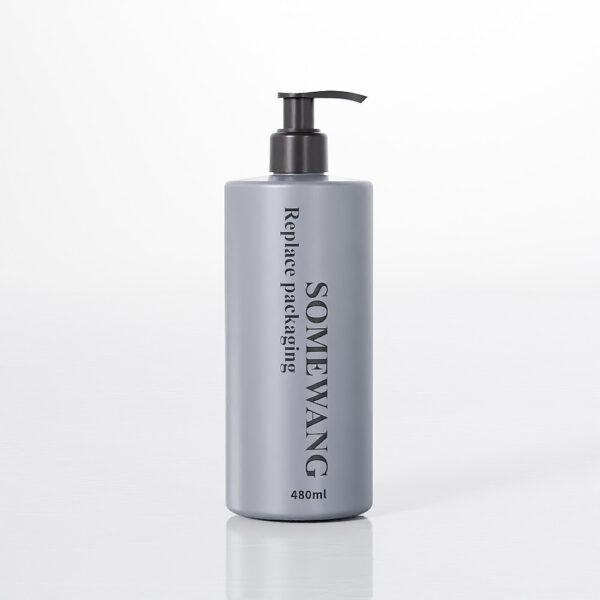 The 240ML SOMEWANG PE bottle, gray with a pump, blends function and style for lotions.