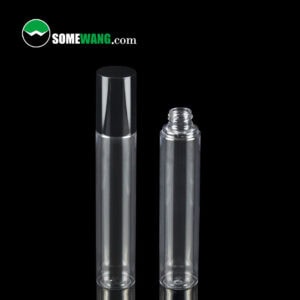 Two clear SOMEWANG 105ML PET bottles, one with a black cap, are showcased against a sleek black background with the "SOMEWANG.com" logo.