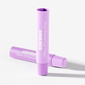 Two 15ML purple eye cream tubes with metal applicators labeled "Somewang Make Packaging Easy" rest on a white background.