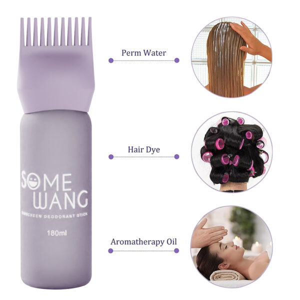 A purple "Some Wang" bottle serves as perm water, hair dye, and aromatherapy oil, blending practicality with elegant design.