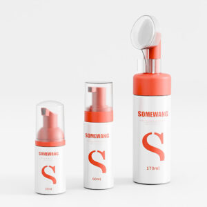 The "30ml, 60ml, 170ml Foam Soap Bottle" has orange pumps ideal for customized facial skincare.