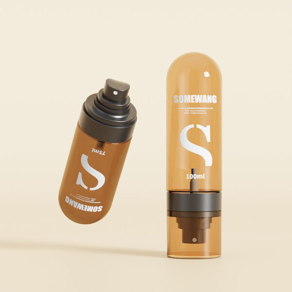 Two "Somewang" brown spray bottles labeled 25ml and 100ml with black pump sprays on a light background.