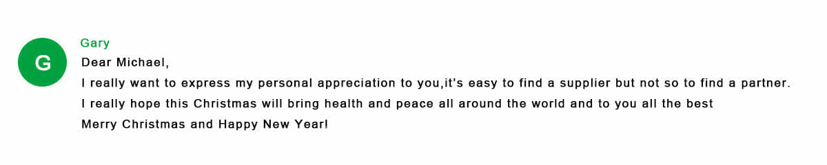 Gary thanks Michael, wishes him health and peace, and sends Christmas and New Year greetings.