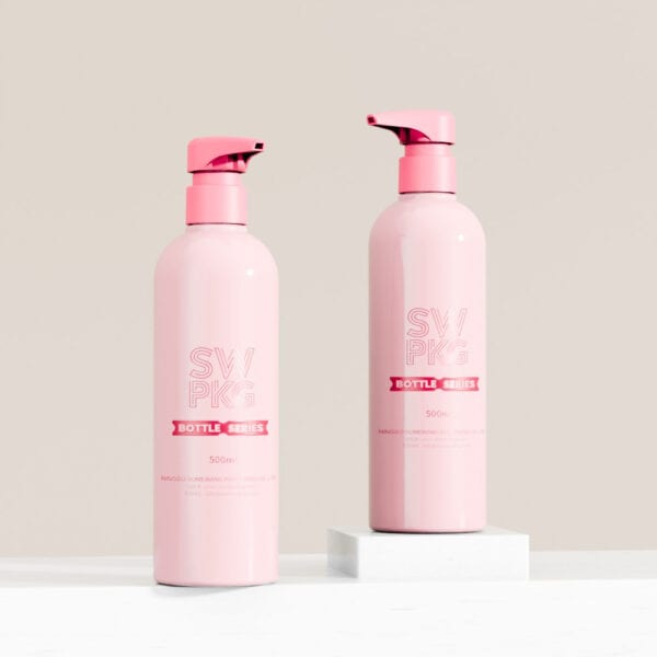 Customized 500ml PET Round Shoulder Bottle with Lotion Pump
