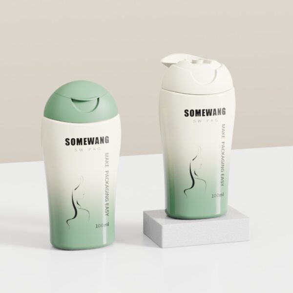 Customized 100ml PET Shampoo Bottle with Flip-top Cap