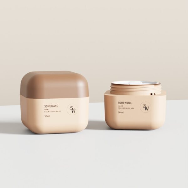 50ml PP Square Double-wall Jar with Round Corner