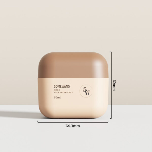 50ml PP Square Double-wall Jar with Round Corner - Image 3