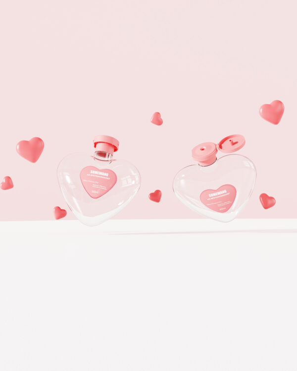 Customized 300ml PETG Heart-shaped Bottle with Flip-top Cap
