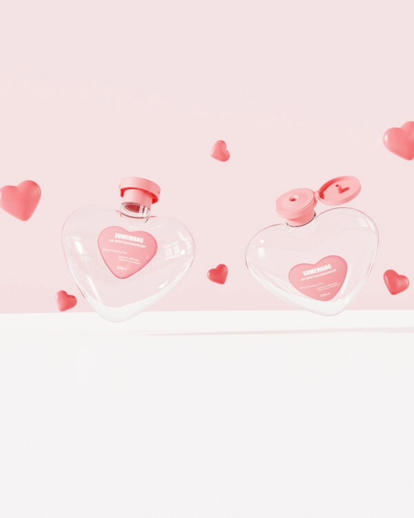 Customized 300ml PETG Heart-shaped Bottle with Flip-top Cap