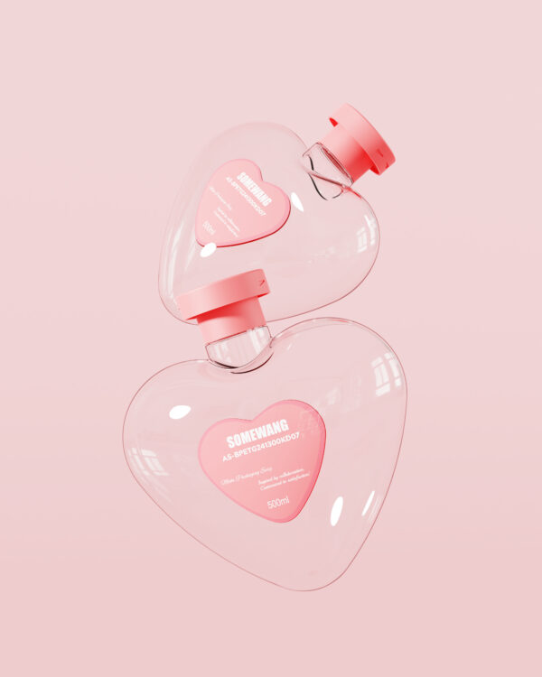 Customized 300ml PETG Heart-shaped Bottle with Flip-top Cap