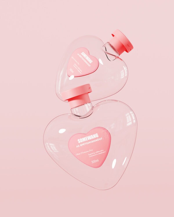 Customized 300ml PETG Heart-shaped Bottle with Flip-top Cap