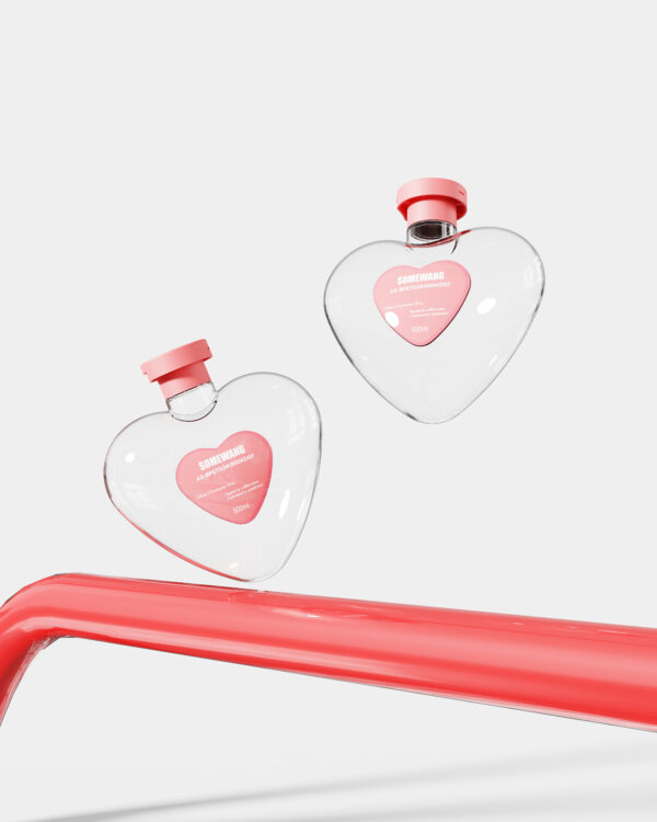 Customized 300ml PETG Heart-shaped Bottle with Flip-top Cap