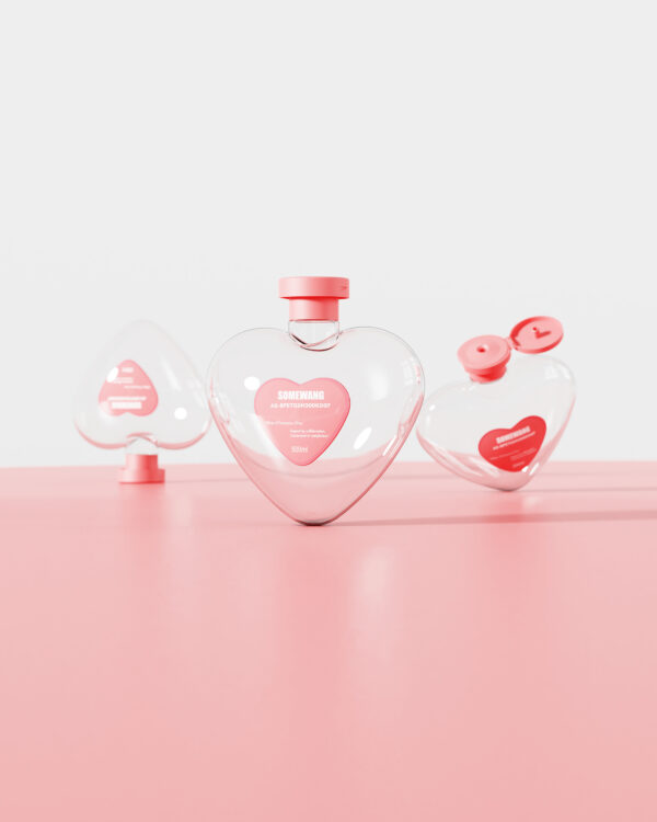 Customized 300ml PETG Heart-shaped Bottle with Flip-top Cap