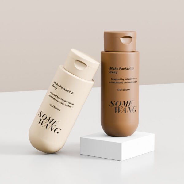 250ml HDPE Bottle Plastic Cylinder Bottle With Flip-top Cap Cosmetic Bottle