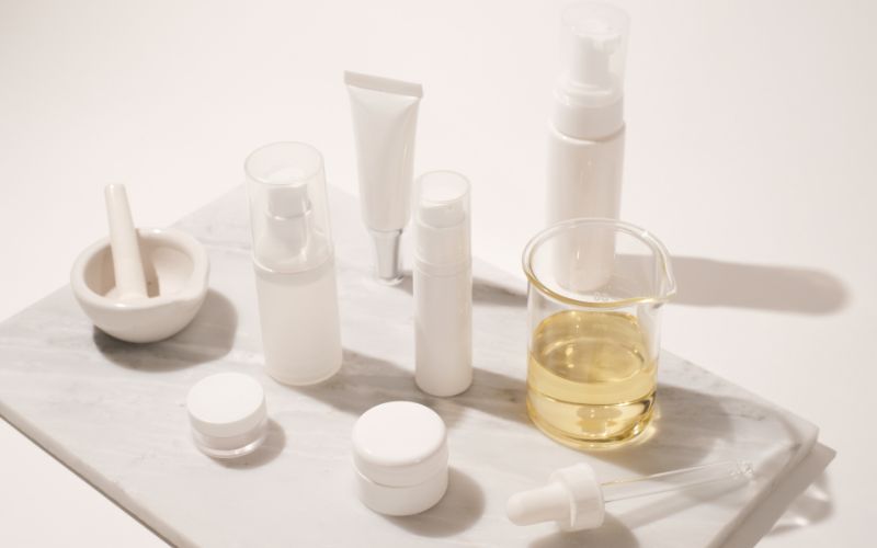 Elegant skincare kit with creams, serums, and oils for healthy skin care regimen.