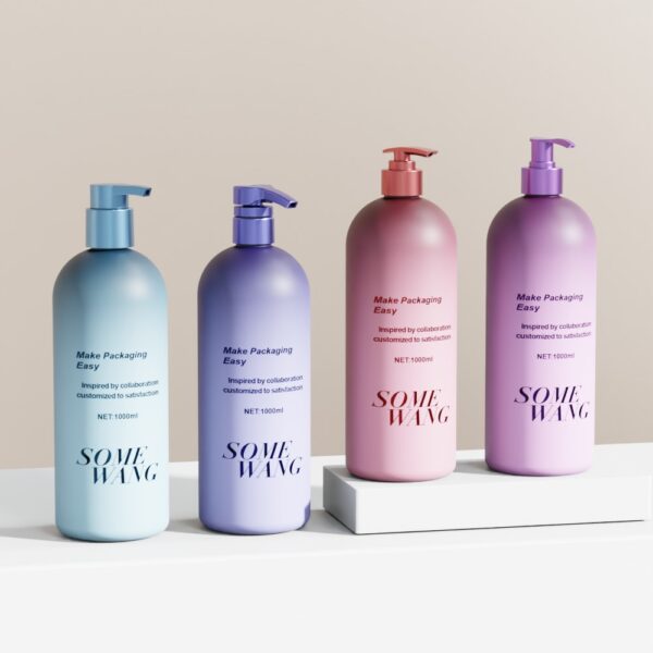 Wholesale Customized 1000ml Round Shoulder Lotion Bottle Cosmetic Personal Care Packaging