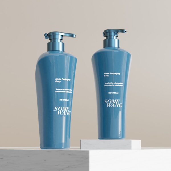 زجاجة شامبو/بلسم مخصصة من مادة البولي إيثيلين تيرفثالات بسعة 750 مل بتصميم خاص