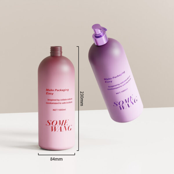 Wholesale Customized 1000ml Round Shoulder Lotion Bottle Cosmetic Personal Care Packaging