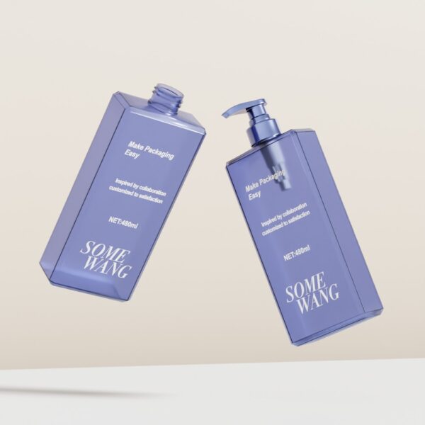 Customized 480ml PETG Flat Square Bottle with Pump