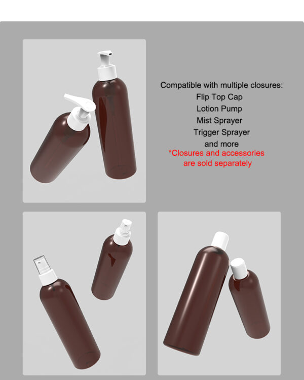 Wholesale stock 360ml PET amber round-shoulder bottle